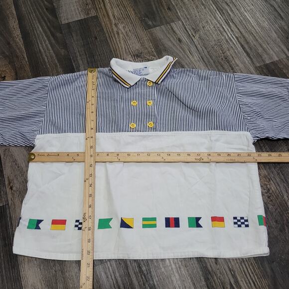 Hangten Tops - Vintage 80’s Hangten Sailor Cropped Blouse Sz L USA TAG Chic Classy Indie